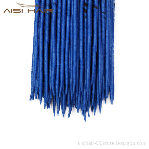Aisi Hair Hot Selling Long Style Heat Resistant Synthetic Dreadlocks Blue Color Braid Hair Extensions For Black Women